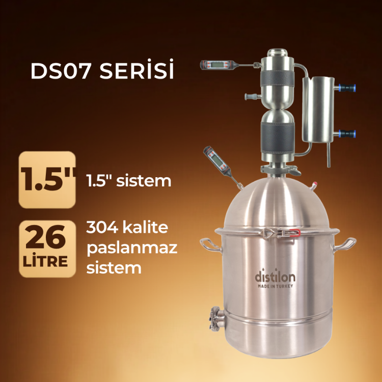 Distilon DS07 İmbik 26 Litre | Paslanmaz Damıtma Cihazı Distilon DS07 imbik – 26 litre kapasiteli, paslanmaz çelik damıtma cihazı