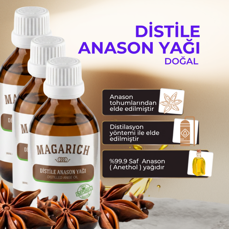 Magarich distile anason yağı 50 ml x 3 Adet – saf ve yoğun doğal anason yağı