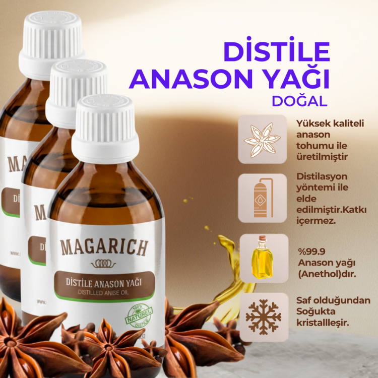 Magarich distile anason yağı 50 ml x 3 Adet – saf ve yoğun doğal anason yağı