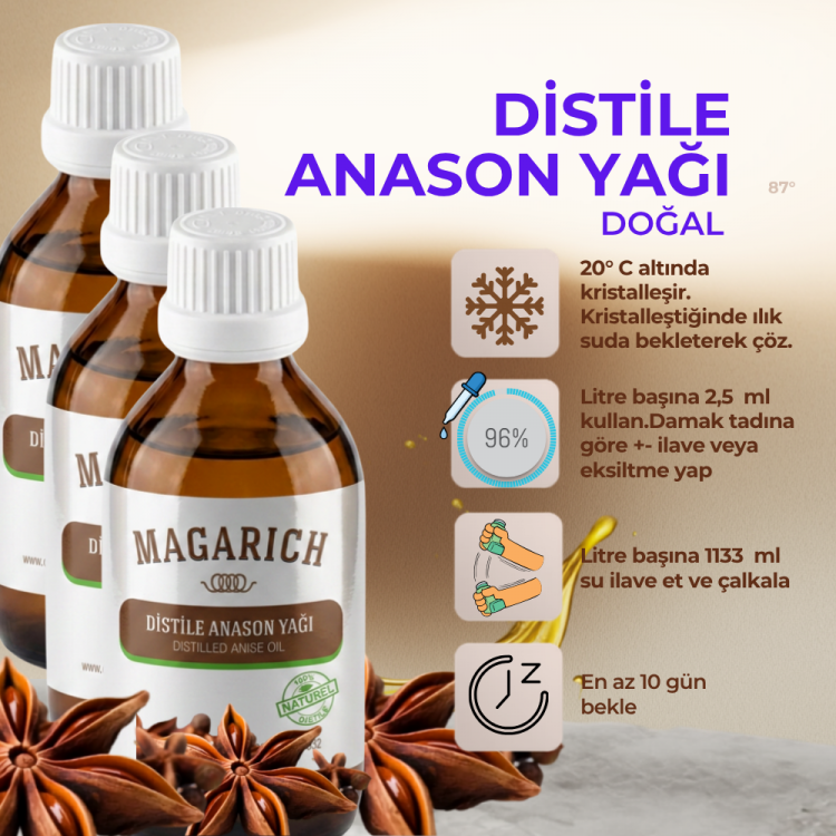 Magarich distile anason yağı 50 ml x 3 Adet – saf ve yoğun doğal anason yağı